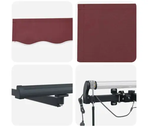 Automaatselt Sissetõmmatav Varikatus Lediga, Veinipunane