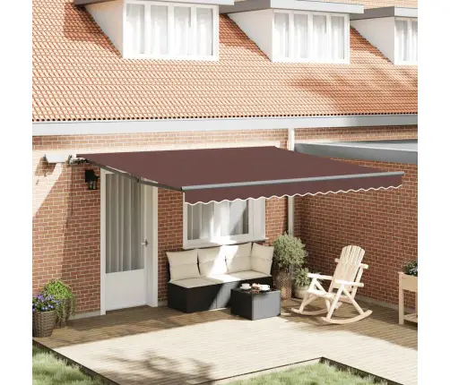 Izvelkama Markīze Ar Led, Manuāla, 400X300 Cm, Brūns Vidaxl