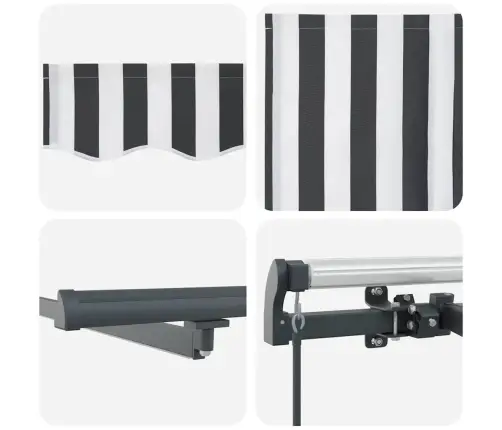 Rankiniu Būdu Ištraukiama Markizė, Antracito/Balta, 400X300Cm