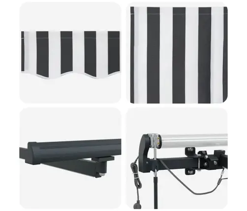 Automātiski Izvelkama Markīze, Led, Pelēka Un Balta, 450X300 Cm Vidaxl