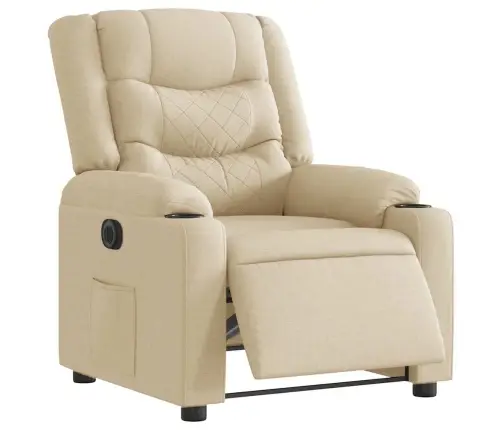 Elektrisks Atpūtas Krēsls, Atgāžams, Krēmkrāsas Audums Vidaxl