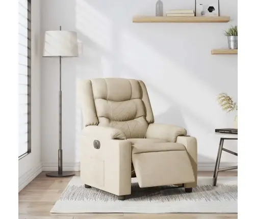 Elektrisks Atpūtas Krēsls, Atgāžams, Krēmkrāsas Audums Vidaxl