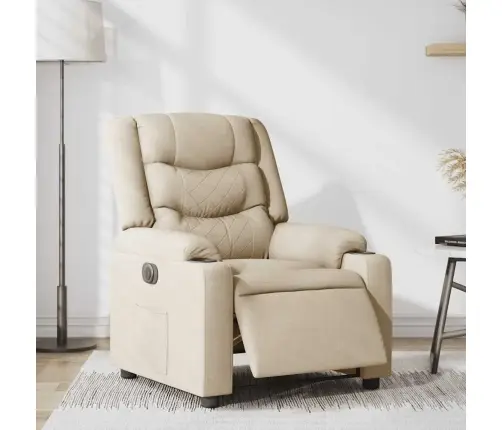 Elektrisks Atpūtas Krēsls, Atgāžams, Krēmkrāsas Audums Vidaxl
