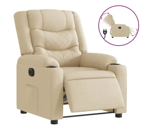 Elektrisks Atpūtas Krēsls, Atgāžams, Krēmkrāsas Audums Vidaxl