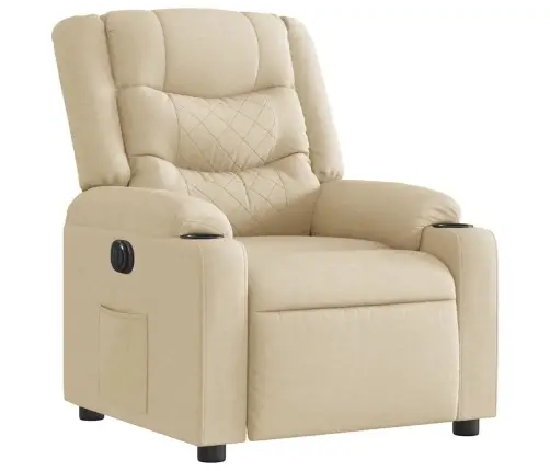 Elektrisks Atpūtas Krēsls, Atgāžams, Krēmkrāsas Audums Vidaxl