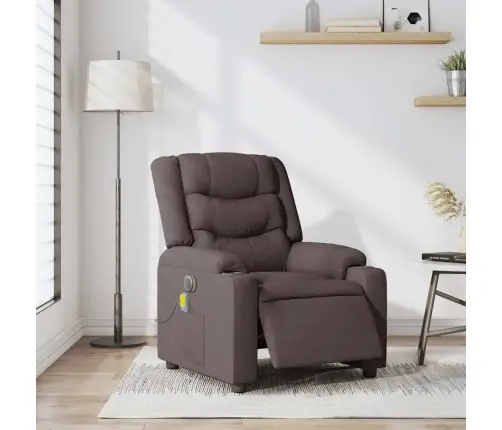 Elektrinis Atlošiamas Masažinis Krėslas, Tamsiai Rudas, Audinys