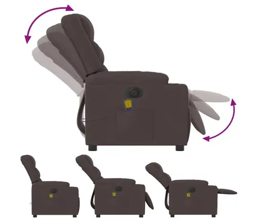 Elektrinis Atlošiamas Masažinis Krėslas, Tamsiai Rudas, Audinys