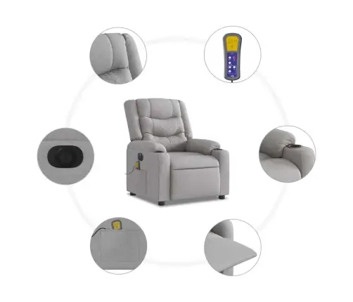 Elektrisks Masāžas Krēsls, Atgāžams, Mākonis Pelēks Audums Vidaxl Elektrisks Masāžas Krēsls, Atgāžams, Mākonis Pelēks Audums Vidaxl