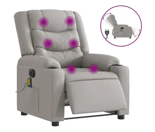 Elektrisks Masāžas Krēsls, Atgāžams, Mākonis Pelēks Audums Vidaxl Elektrisks Masāžas Krēsls, Atgāžams, Mākonis Pelēks Audums Vidaxl