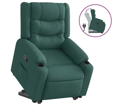 Atpūtas Krēsls, Paceļams, Atgāžams, Tumši Zaļš Audums Vidaxl