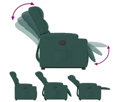 Atpūtas Krēsls, Paceļams, Atgāžams, Tumši Zaļš Audums Vidaxl