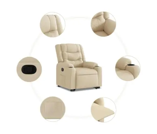 Atpūtas Krēsls, Paceļams, Atgāžams, Krēmkrāsas Audums Vidaxl