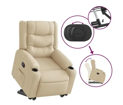 Atpūtas Krēsls, Paceļams, Atgāžams, Krēmkrāsas Audums Vidaxl
