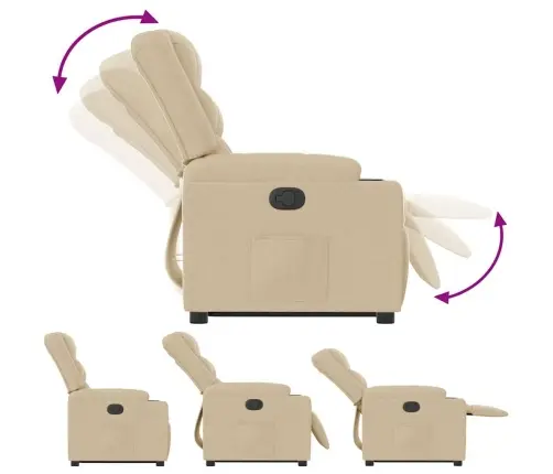 Atpūtas Krēsls, Paceļams, Atgāžams, Krēmkrāsas Audums Vidaxl