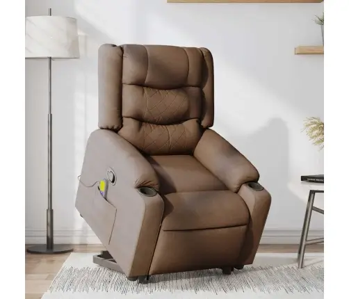Masāžas Krēsls, Paceļams, Atgāžams, Brūns Audums Vidaxl