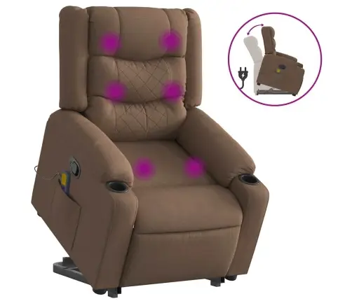 Masāžas Krēsls, Paceļams, Atgāžams, Brūns Audums Vidaxl