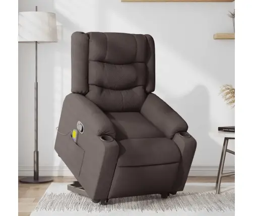 Masāžas Krēsls, Paceļams, Atgāžams, Tumši Brūns Audums Vidaxl