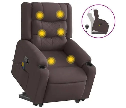 Masāžas Krēsls, Paceļams, Atgāžams, Tumši Brūns Audums Vidaxl