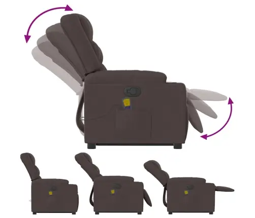 Masāžas Krēsls, Paceļams, Atgāžams, Tumši Brūns Audums Vidaxl