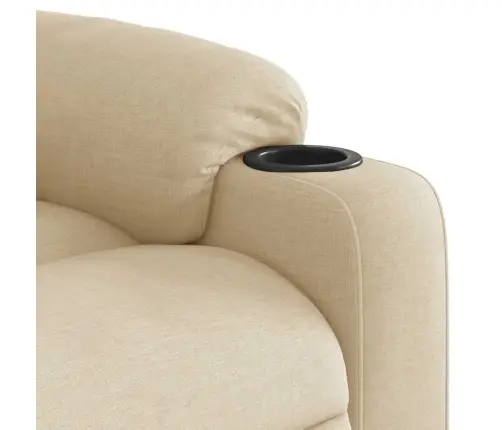 Elektrisks Atpūtas Krēsls, Paceļams/Atgāžams, Krēmkrāsas Audums Vidaxl