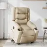 Elektrisks Atpūtas Krēsls, Paceļams/Atgāžams, Krēmkrāsas Audums Vidaxl