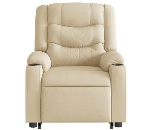 Elektrisks Atpūtas Krēsls, Paceļams/Atgāžams, Krēmkrāsas Audums Vidaxl