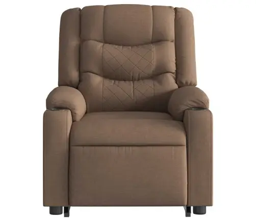 Elektrisks Masāžas Krēsls, Paceļams, Atgāžams, Brūns Audums Vidaxl