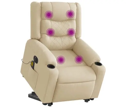 Atsistojantis Elektrinis Masažinis Krėslas, Kreminis, Audinys