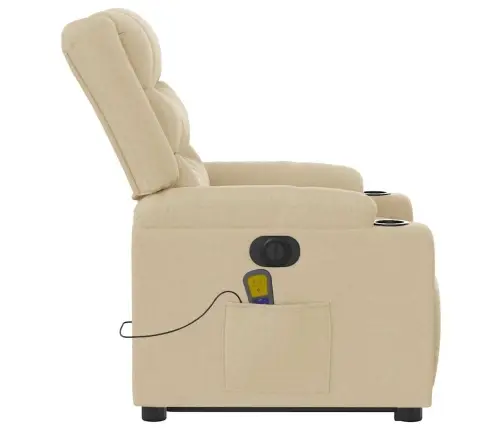 Atsistojantis Elektrinis Masažinis Krėslas, Kreminis, Audinys