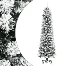 Dirbtinė Siaura Kalėdų Eglutė Su Sniegu, 120cm Pvc Ir Pe