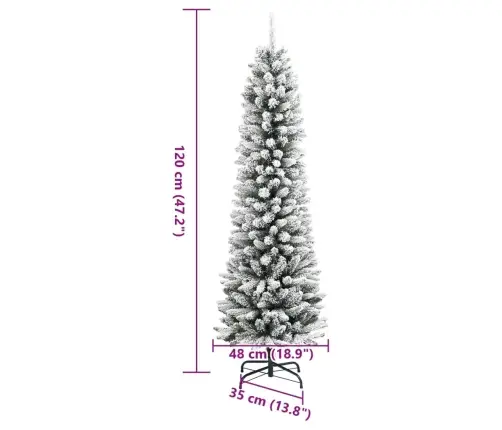 Mākslīgā Ziemassvētku Egle Ar Sniegu, Šaura, 120 Cm, Pvc&Pe Vidaxl