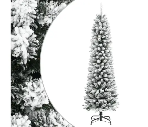Dirbtinė Siaura Kalėdų Eglutė Su Sniegu, 150cm Pvc Ir Pe