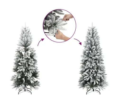 Dirbtinė Siaura Kalėdų Eglutė Su Sniegu, 150cm Pvc Ir Pe