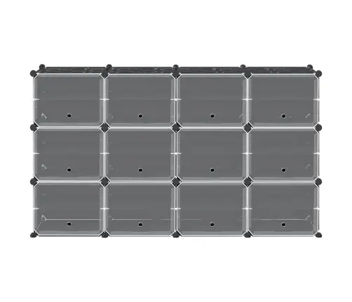 Storage Cube Organizer Su 12 Kubelių Ir Durelėmis Black Pp