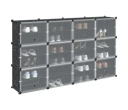 Storage Cube Organizer Su 12 Kubelių Ir Durelėmis Black Pp