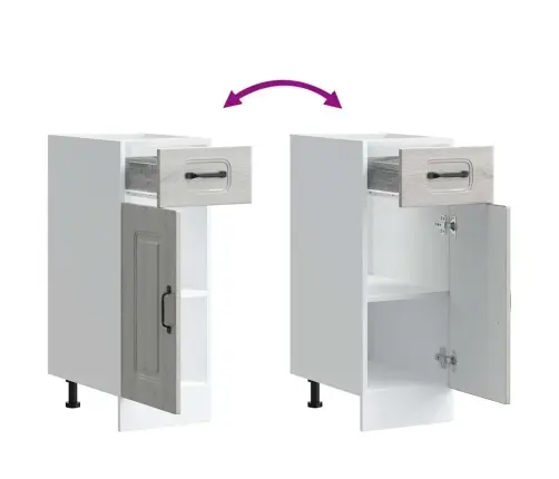 Virtuves Apakšējai Skapītis, Kalmar, Pelēka Koka Vidaxl