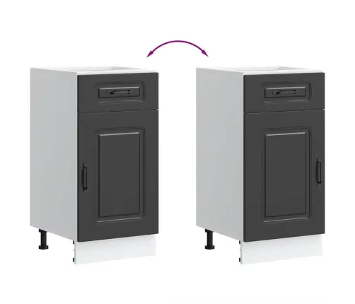 Virtuves Apakšējai Skapītis, Kalmar, Melns, Inženierijas Koks Vidaxl