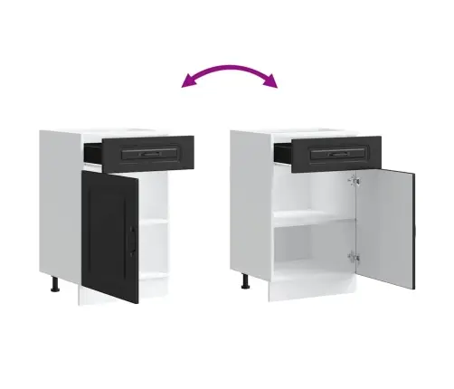 Virtuves Apakšējai Skapītis, Kalmar, Melns, Inženierijas Koks Vidaxl