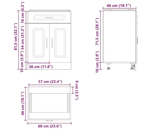 Virtuves Apakšējai Skapītis, Kalmar, Spīdīgi Balta Vidaxl