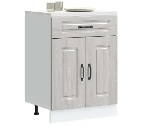 Virtuvės Spintelė, Kalmar, Pilka, Apdirbta Mediena