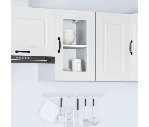 Klaasuksega Köögiseinakapp, Kalmar, Valge, Tehispuit