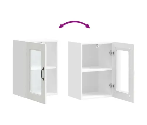 Klaasuksega Köögiseinakapp, Kalmar, Valge, Tehispuit