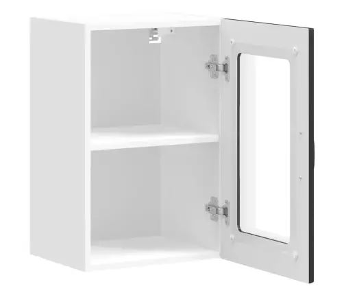 Virtuves Sienas Skapis Ar Stikla Durvīm Kalmar Melns Vidaxl