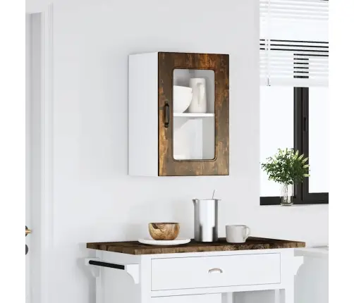 Köögi Seinakapp Klaasuksega "Kalmar", Suitsutatud Tamm, Töödeldud Puit