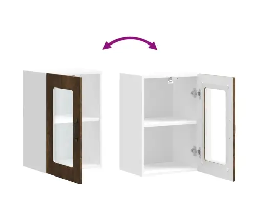 Köögi Seinakapp Klaasuksega "Kalmar", Suitsutatud Tamm, Töödeldud Puit