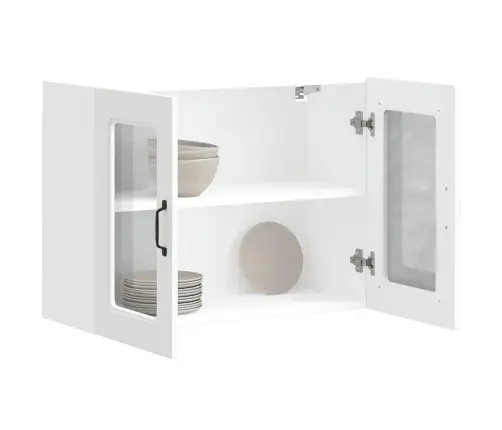 Klaasuksega Köögiseinakapp, Kalmar, Valge, Tehispuit