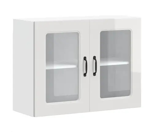 Virtuvės Sieninė Spintelė Su Stiklinėmis Durimis, Kalmar, Balta