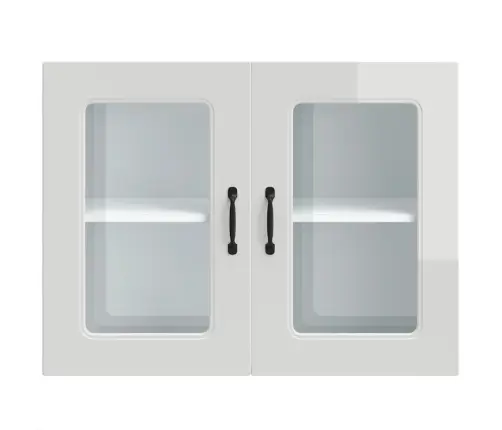 Virtuvės Sieninė Spintelė Su Stiklinėmis Durimis, Kalmar, Balta