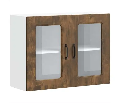 Virtuves Sienas Skapis Ar Stikla Durvīm Kalmar Ozolkoka Krāsa Vidaxl