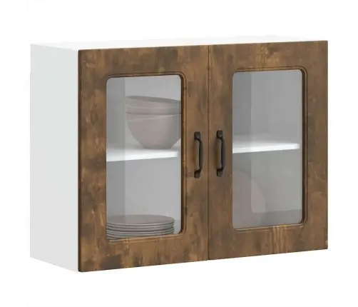 Köögi Seinakapp Klaasuksega "Kalmar", Suitsutatud Tamm, Töödeldud Puit